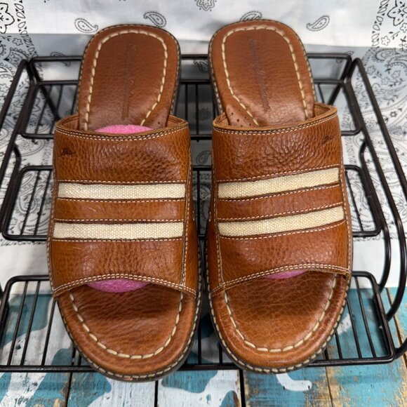 Tommy Bahama Anchors Away Leather Slide/Sandals Mens size 8M Tan EUC main image 7
